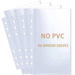 40 Pack 80 Pockets Budget Sheet Protector Sleeves for A6 6 Ring Binder, Ultra-Clear Cash Binder Sleeves, Double-Sided, Top Loading Sheet Protector fo