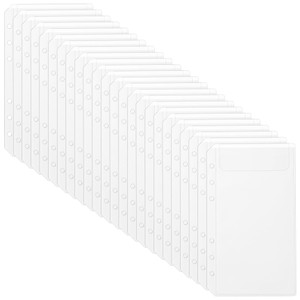 Imslery 24 Pieces A6 Clear Binder Insert Pocket - 6 Hole No Zipper Envelope for Planner, Budgeting, Saving, Financial Record, Document Organization,