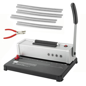Spiral Binding Machine, Hole Puncher A4/A5/Letter Size Binding Hole Punch with Adjustable and Margins, Heavy Duty Book Binding Kits with 100 pcs 5/16