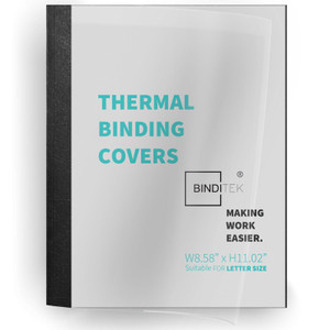 Binditek 20 Pack Thermal Binding Presentation Covers, 1/16 Inch Spine Holds 15 Sheets, Ultra Clear Front Cover, Black Paper Back Cover, Letter Size,
