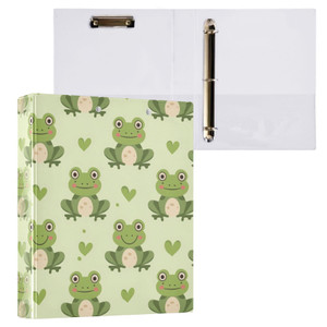 ALAZA 3 Ring Binder Frog Cute Animal Clipboard Round Ring Binder Holds 1.5 Inch Three Rings Binder Heavy Duty Binders for School Office Supplies, 1Pa
