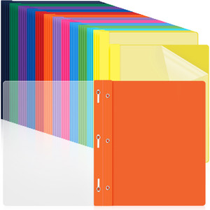 Feifeiya 48 Pack Plastic Report Covers with 3 Prongs Presentation Folders Bulk, 100 Sheet Capacity, Clear Front Report Covers for Presentation Docume