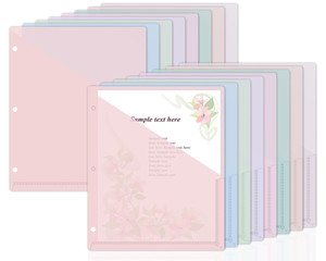 48 Pack Binder Pockets for 3 Ring Clear Pocket Divider Folders for 3 Hole Binders Sleeves Plastic Slash File Jacket for Office School Classroom Busin