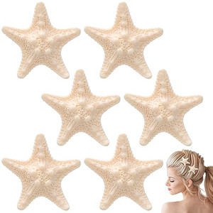 CHANZET 6Pcs Starfish Hair Clips, Resin Cute Beach Sea Hair Barrettes Pins, Mermaid Headpiece Hair Alligator Clips for Women Girls Hair Accessories B