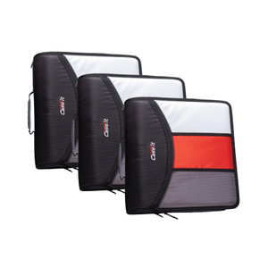 Case-it The Mighty Zip Tab Zipper Binder - 3 Inch O-Rings - 5 Color Tab Expanding File Folder - Multiple Pockets - 600 Sheet Capacity - Comes with Sh