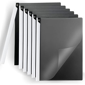 Binditek 6 Pack Clear Front Report Covers with Swing Clip, Plastic File Folder with Black Back Covers, 40 Sheet Capacity, 8.9 x 11.9 Inches, for Lett
