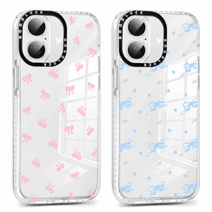 Yomjew 2 Pack Cute Clear Bow Phone Case for iPhone 16 6.1 inch, Aesthetic Trendy Fashion Case Soft Slim Protective Shockproof TPU Bumper Cover for Wo