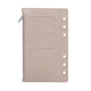 Moterm Zipper Flyleaf for Personal Organiser - with Card Slots (Pebble-Taupe)