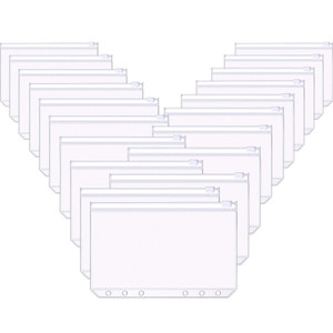 60 Packs A6 Size 6 Holes Binder Pockets Plastic Binder Zipper Folders Waterproof 6 Holes Zipper Loose Leaf Bags for Documents Notebooks Cards