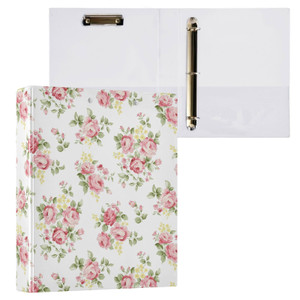 3 Ring Binder, Pink Rose Flower Floral File Folder Holds 200 Sheets File Storage for Women Men School Office Supplie