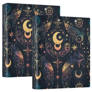 ALAZA Moon Stars Alchemy Witch 3 Ring Binder 1.5 Inch Three Ring Office Binders w/clipboard & 3 Pockets, Hold 200 Sheets, 1pc