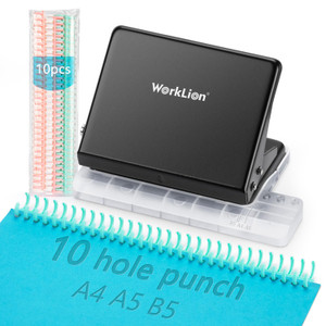 Binding Machine for Planner? WORKLION Metal 10 Hole Punch&Multi Color 30 Hole Loose Leaf Binder Rings(10 pcs) for Making 26 Holes on B5 Paper, 30 Hol