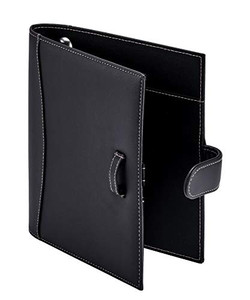 It's Academic Mini Executive Leather Portfolio Folder, 1" Ring Binder and 250-Sheet Capacity, Note Pads, and 5.5"" x 8.5" Documents, 2 Pen Loops, Bla