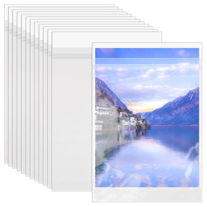 VOKOY 50 Pack 9 3/8 x 12 2/5 inches Crystal Clear Sleeves Storage Bags, Self Sealing Cellophane Bags Magazine Sleeves Protectors for 9x12 Photo Mats