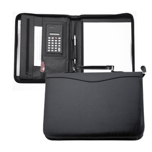 Travigo Business Leatherette Portfolio Folder With Handles, Professional Folder Resume Document Organizer with Calculator, Writing Pad, Gusseted File