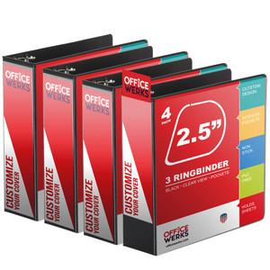 Performore 3 Ring Binder, Professional Angle D 2.5 Inch, Presentation Folder for Standard Pages 8.5 x 11 with Pockets, Crystal Clear View Black Binde