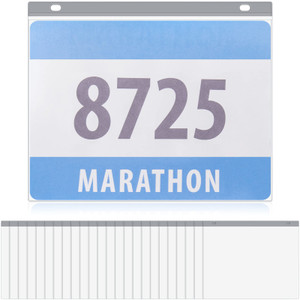 Lewtemi 24 Packs Race Bib Display Vinyl Protector Sheets Running Medal Hanger Display Clear Protective Medal Holder Plastic Race Bib Holder Sleeves f