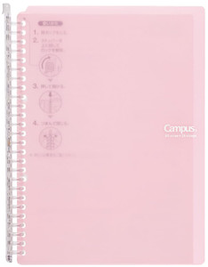 Kokuyo Campus Smart Ring Binder, B5 Light Pink Refillable Binder Notebook 26 Holes with 10 Extra Loose-Leaf Paper, Up to 60 Filler Papers for Work &