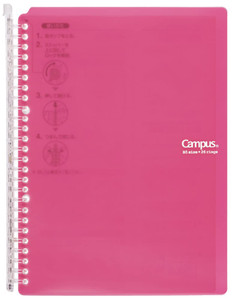 Kokuyo Campus Smart Ring Binder, B5 Pink Refillable Binder Notebook 26 Holes with 10 Extra Loose-Leaf Paper, Up to 60 Filler Papers for Work & Study,