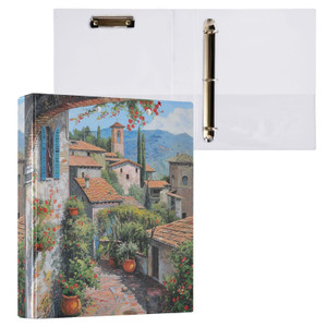 ALAZA Italy View 3 Ring Binder 1.5 Inch Round Ring Binder with Clipboard Round Ring Binder with 3 Interior Clear Pockets for Home Office Work?1 Pack