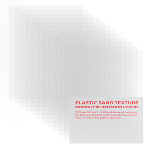 TOTiyea 50 Pack 16 Mil Poly Binding Covers, Sand Texture Binding Presentation Covers, Square Corners, Un-Punched (8.5 x 11 Inches, Letter Size, Clear