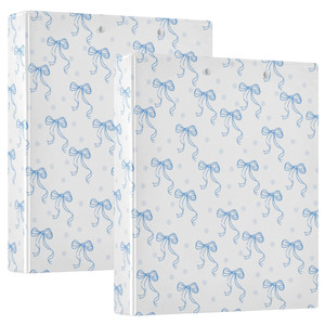 Blue Bow Round Ring Binders 1.5 Inch Ribbon Bow Knot 3 Ring Clipboard Binder for Office School Work Supplies File Folder 200 Sheet Capacity