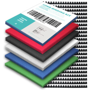 Binditek 74 Pack Binding Covers and Combs kit, Includes 25 Pcs 8Mil Clear PVC, 24 Pcs 1/2" Binding Combs, 25 Color Paper Covers, for 8.5 x 11 Inch