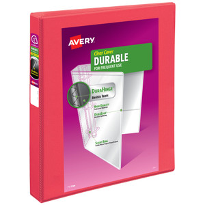 Avery Durable View 3 Ring Binder, 1 Inch Slant Rings, 250-Sheet Capacity, DuraHinge, 1.4 Inch Wide Spine, Customizable Clear Covers and Spine, 1 Brig