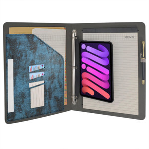 Tablet Binder Portfolio Case with Clipboard Folio Cover, 3-Ring Binder Padfolio Organizer Folder with Removable Tablet Holder, Compatible with iPad m