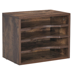 Snughome Vintage Wood File Organizer Desktop, 13.4 Document Letter Mail Tray Sorter with 3 Adjustable Shelves, Wooden Desktop Paper File Sorter Hol