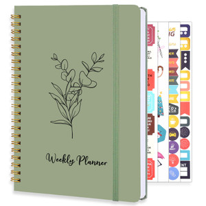 Undated Weekly Planner, A5 Weekly To Do List Notebook with Habit Tracker Spiral Binding Weekly Planner Notebook with Stickers Home Work School Suppli