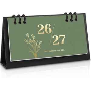 Zuozee Small Desk Calendar 2026-2027, Desktop Calendar 24 Months - Runs From Jan. 2026 Until Dec. 2027, Mini Standing Flip Calendar for Home, School