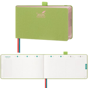 BEZEND Pocket Planner 2026 Weekly and Monthly (6" x 3.75") Small Calendar Book with Daily Vertical Timeslot (Jan-Dec), Equal Space Even Weekend, Work