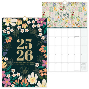 bloom daily planners 2025-2026 Academic Year Monthly Hanging Wall Calendar (July 2025 through July 2026) - Large 11 x 17 - Seasonal