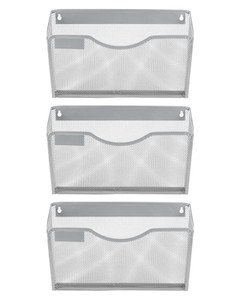 EasyPAG 3 Pack Wall File Organizer with Label Panel, Mesh Hanging File Folder Organizer for Letter/A4 Size Folders, Wall Mounted Vertical Mail Holder