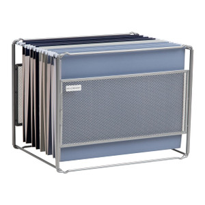 Mind Reader Hanging File Folder Organizer, Desktop Organizer, Storage, Office, Metal Mesh, 13"L x 9.75"W x 10.25"H, Silver