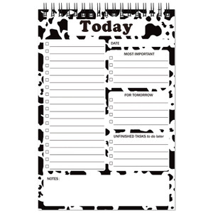 Gueevin Cow Notebook to Do List Notepad Gifts for Women Cow Lovers Christmas 8.7 x 6 Inch 50 Sheets Spiral Planner Reminder for Desk Accessories Offi
