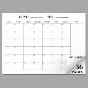 Colarr 36 Sheets 2026 Monthly Blank Calendar Sheets 22 x 17 Inches Blank Calendar Pages Desk Pad Undated Schedule for Office Workers Planning and Org