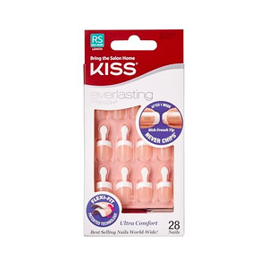 Kiss Everlasting French Nail Manicure, Chip-Free with Flexi-Fit Technology, Real Short, "Endless", Nail Kit with Pink Nail Glue (Net Wt. 2 g / 0.07oz