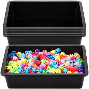 Hoteam 5 Pcs Paper Trays for Classroom Plastic Storage Bin Tray Bulk Stackable File Organizer for School Office Teacher Book Organization Supplies(Bl