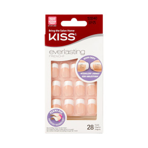 KISS Everlasting, Press On Nails, Nail glue included, 'Infinite', White, Medium Size, Squoval Shape, Includes 28 Nails, 2g Glue, 1 Manicure Stick, 1