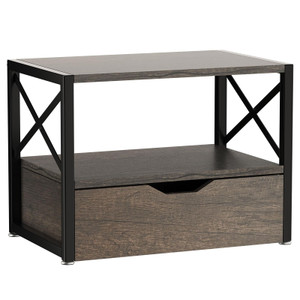 IBUYKE 2 Tier Desktop Printer Stand,Multi-Purpose Desk Organizer,Wooden Printer Stand with Drawer Storage for Folders,Books,for Fax Machine, Scanner,