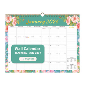 2026 Wall Calendar, Monthly Wall Calendars, Jan 2026 - Jun 2027, Desk Planner (8.5" x 11"), Hanging for Home, School, Office Supplies