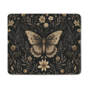 DOFQZ Moody Floral Gothic Butterfly Mouse Pad, Dark Academia Cottagecore Botanical Moth Mouse Pads Mousepad for Home Office Dorm Computers Laptop, Go