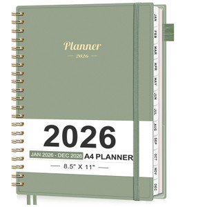AHGXG 2026 Planner, Weekly and Monthly Planner, Large Size 8.5" x 11", 2026 Calendar, JAN 2026 - DEC 2026, Spiral Bound, Inner Pocket, Perfect for Of