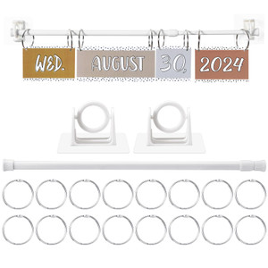 Briwooody 16-29 Inches Adjustable Calendar Holder Set Anchor Chart Date Cards Holder Flip Calendar Chart Rod for Classroom Whiteboard Crafts Home Dec
