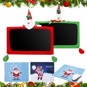 Yaocom 4 Pcs Christmas Computer Monitor Cover and Christmas Mouse Pad Set, Xmas Computer Monitor Decoration Border Cover with Gaming Mouse Pads for H