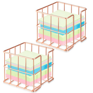 Harloon 2-Piece Sticky Note Holder- 3.8x3.8 Inches Cute Memo Cube Dispenser, Mesh Desk Organizer for Notepads, Pens, and Pencils, Ideal for Home or O