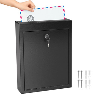 MaxGear Metal Suggestion Box with Lock and Slot, 3W x 10H x 13L Inch Large Wall Mounted Locking Mailbox for Office, Secure Ballot Box with 2 Keys for