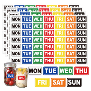Week Date Sticker Colored Day of The Week Labels 1.25X0.75 inch MON-Sun Weekly Stickers for Food Journal Calendars School Office Supplies 735 Dates P